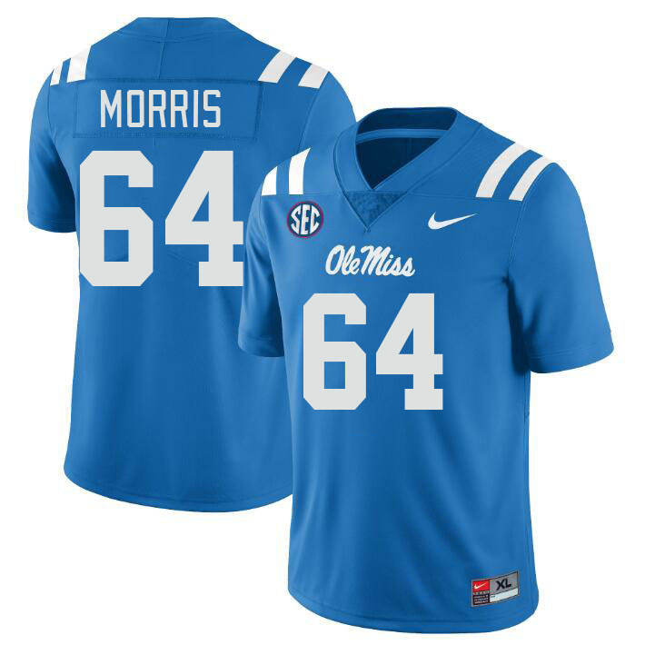 Ole Miss Rebels #64 Ethan Morris College Football Jerseyes Stitched Sale-Powder Blue